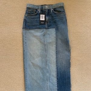 Hudson denim colorblock side slit maxi skirt NWT